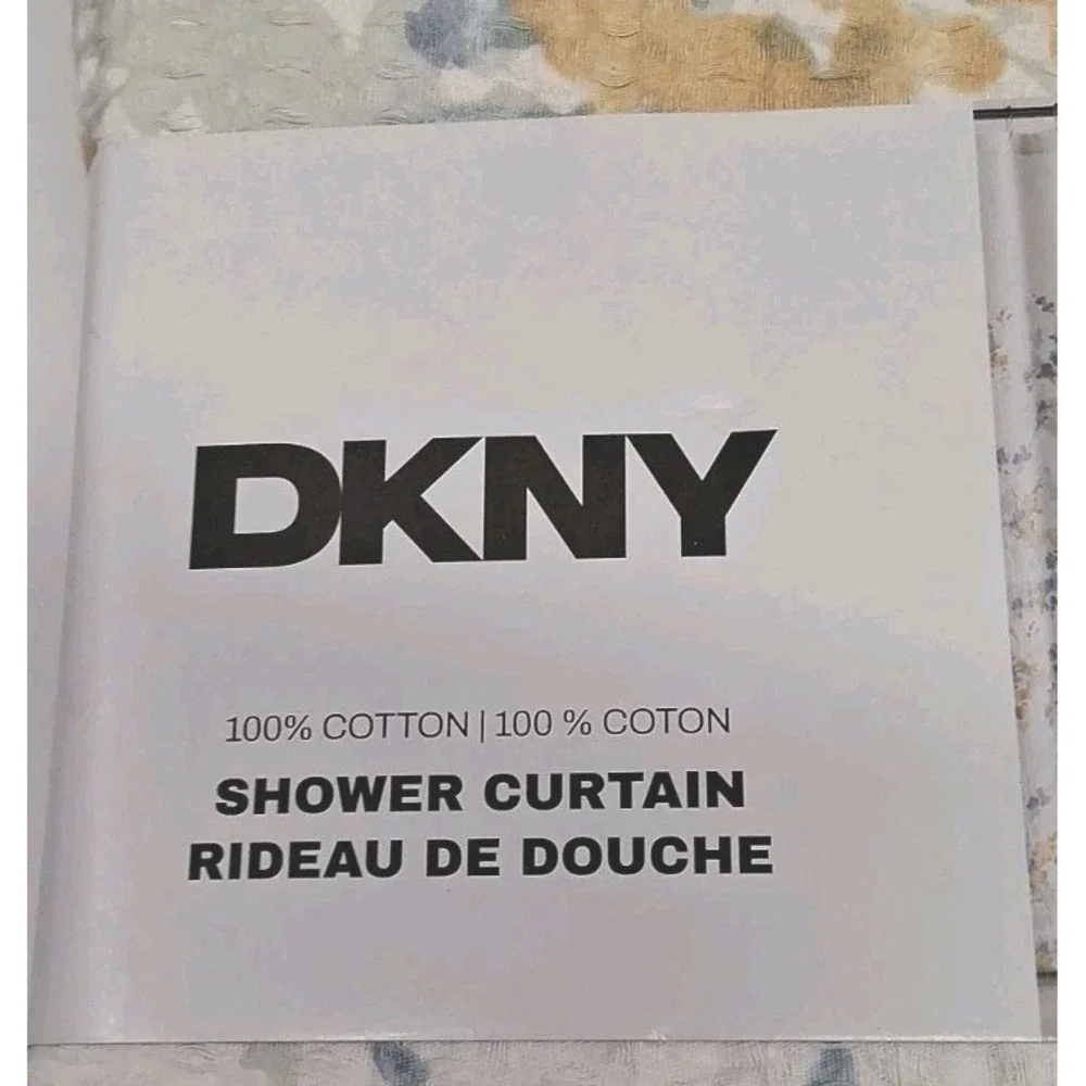 DKNY 'Wallflower' Floral Shower Curtain 100% Cotton 72 X 74 Yellow, Blue & Gray